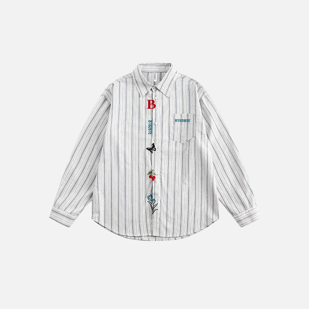 Oversize Embroidered Casual Long Sleeve Shirt