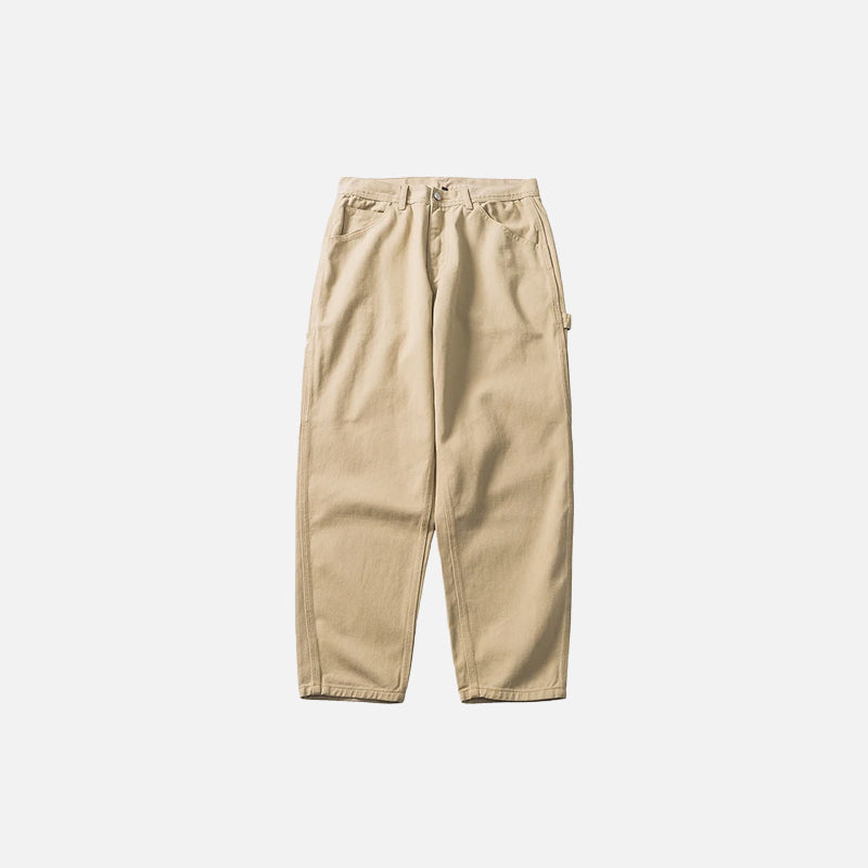 Straight Back-pockets Solid Color Cargo Pants