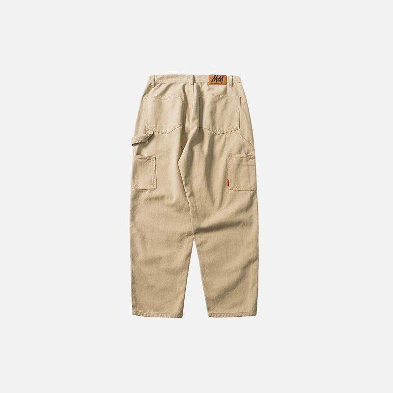 Straight Back-pockets Solid Color Cargo Pants