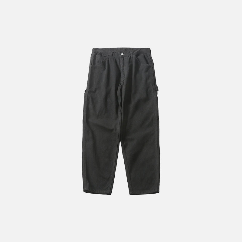 Straight Back-pockets Solid Color Cargo Pants