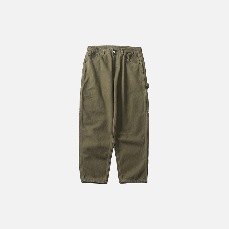 Straight Back-pockets Solid Color Cargo Pants
