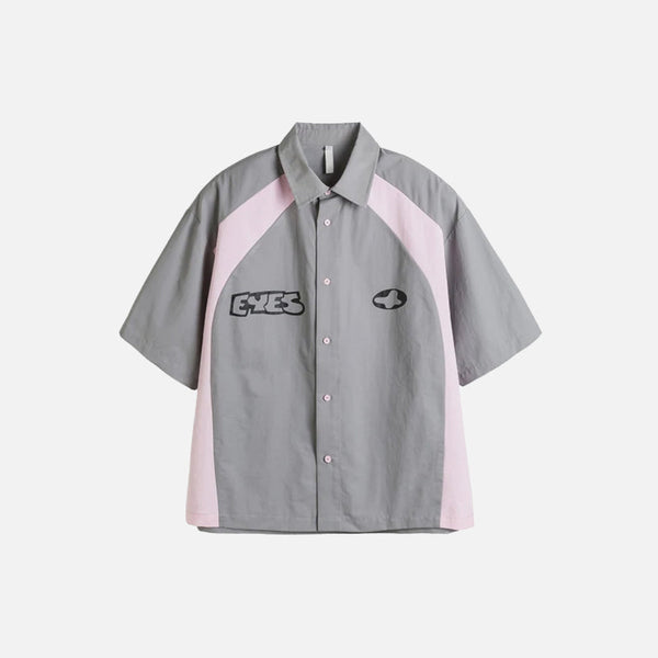 Patchwork Short-sleeved Eyes Shirt
