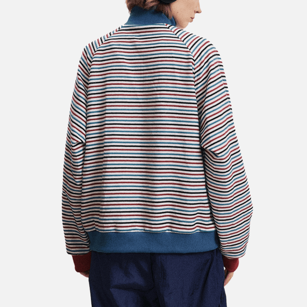 Colorblock Stripe Stand Collar Jacket