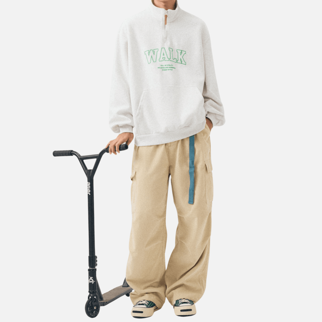 Half-Zip Letter Print Sweatshirt