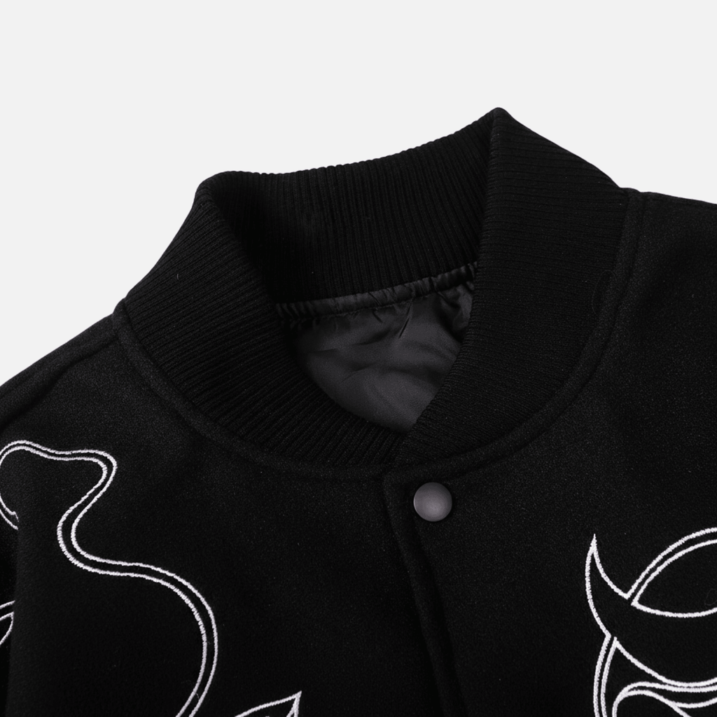 Symbol Embroidery PU Leather Stitching Baseball Jacket