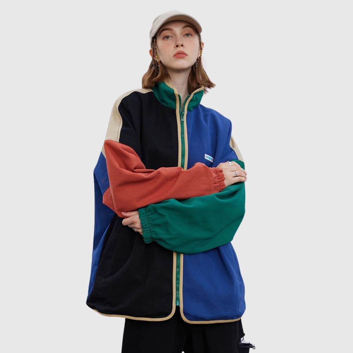 Reversible ColorBlock Stand‑Collar Jacket