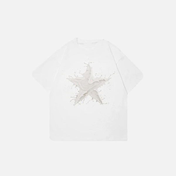Splashing Milk Star Graphic T-shirt