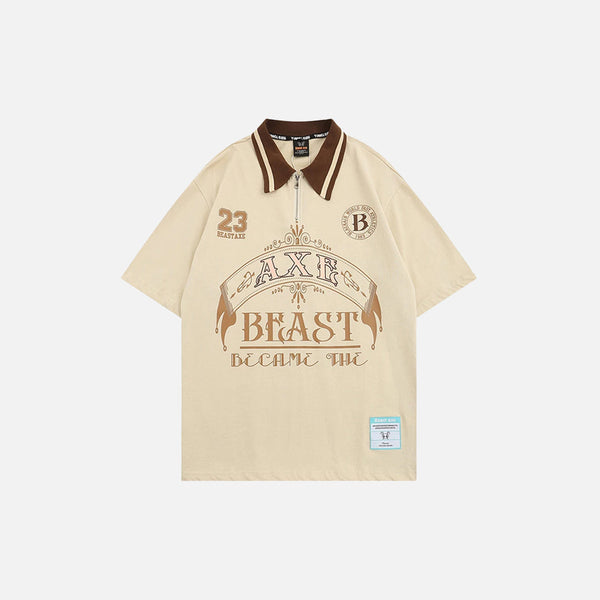 Letter Print Beast Polo T-shirt