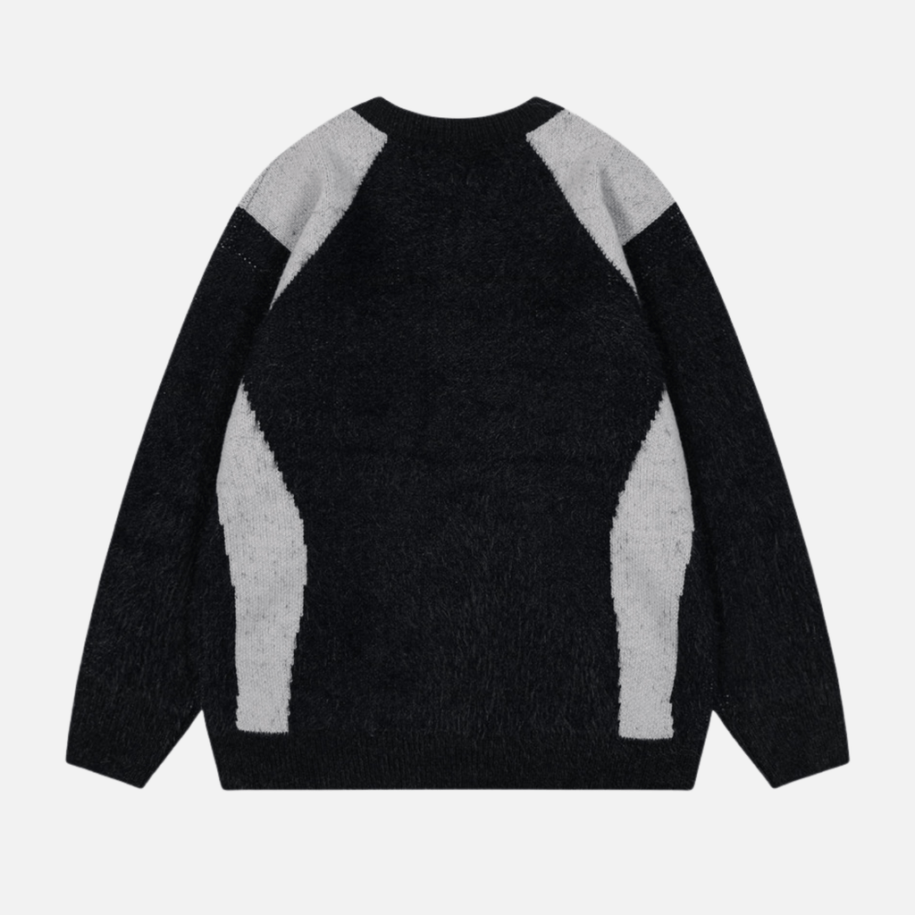 Faux Mink Fuzzy Colorblock Sweater