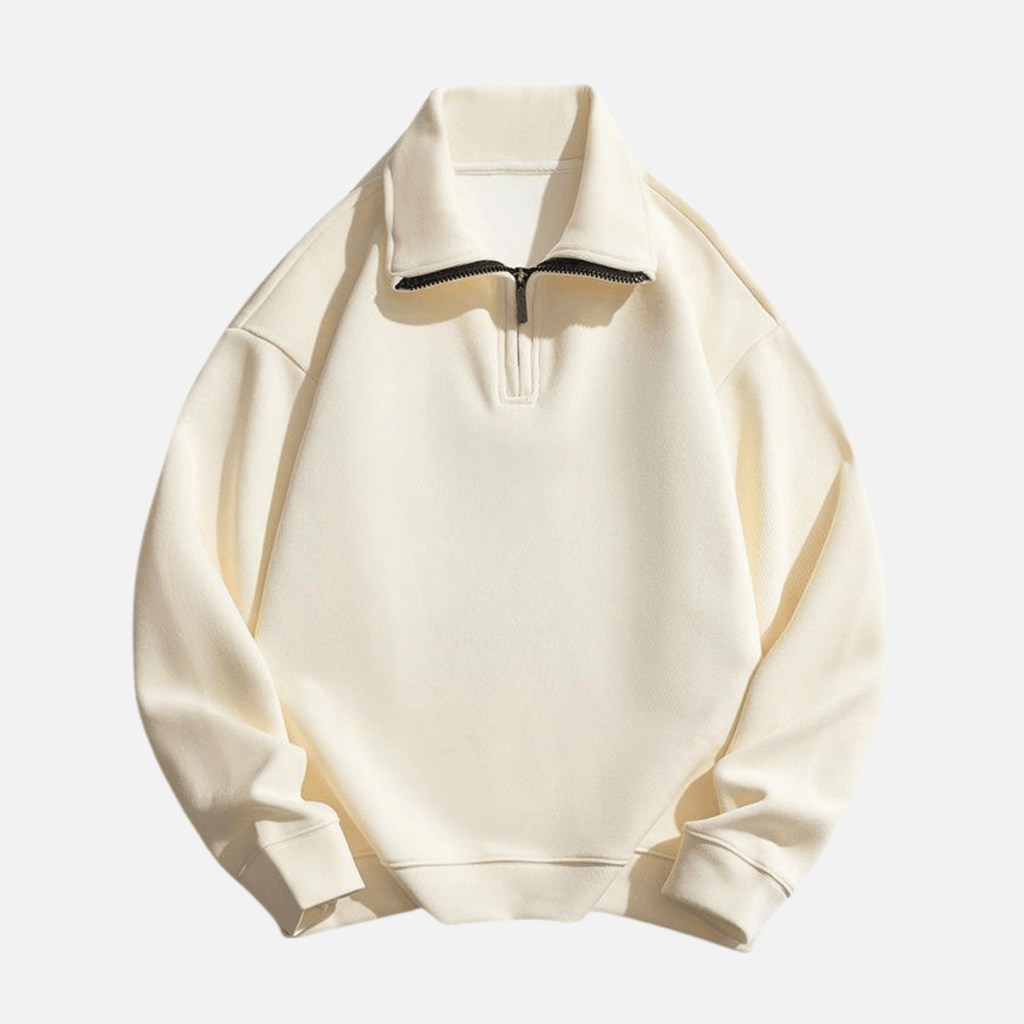 Solid Half-Zip Stand Collar Sweatshirt