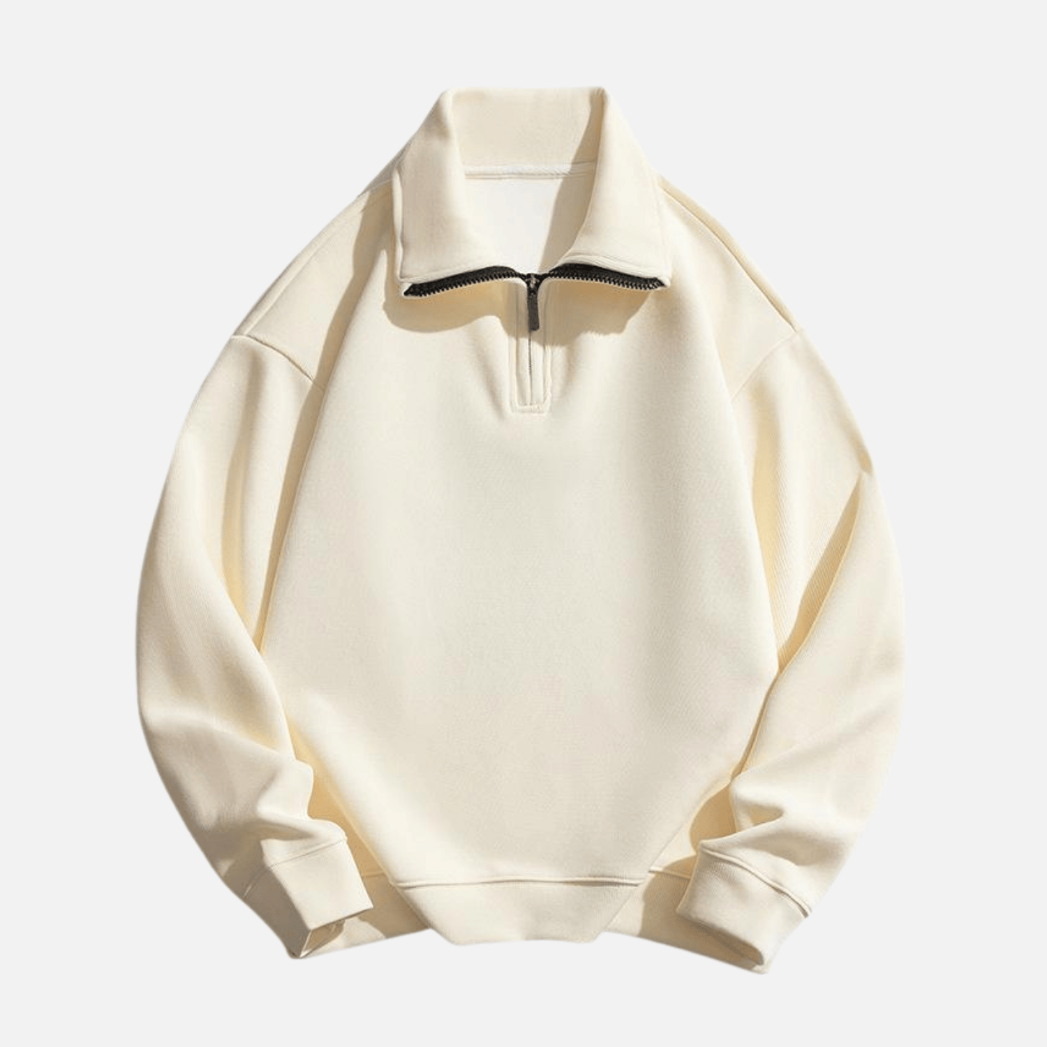 Solid Half-Zip Stand Collar Sweatshirt