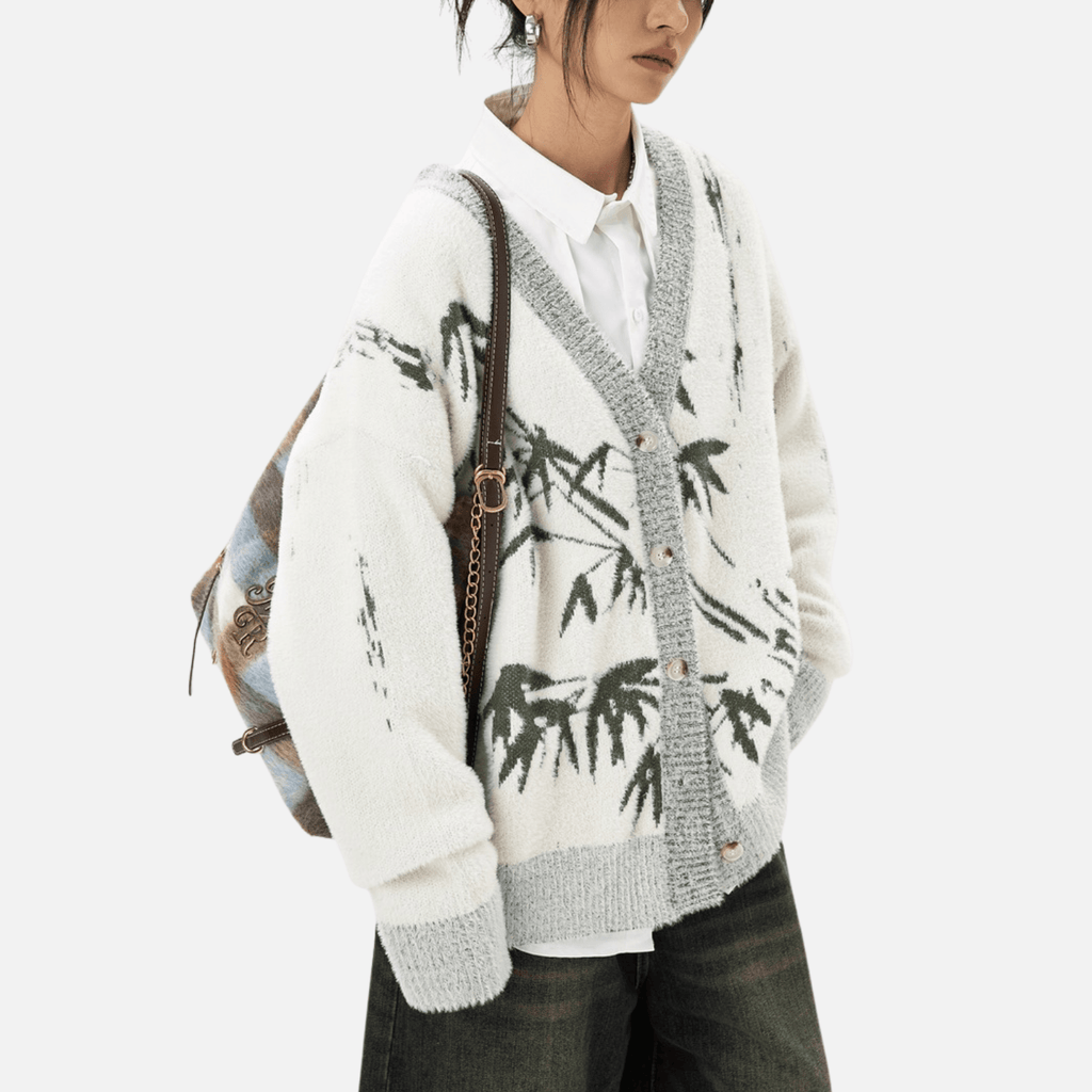 Oriental Bamboo Print Cardigan