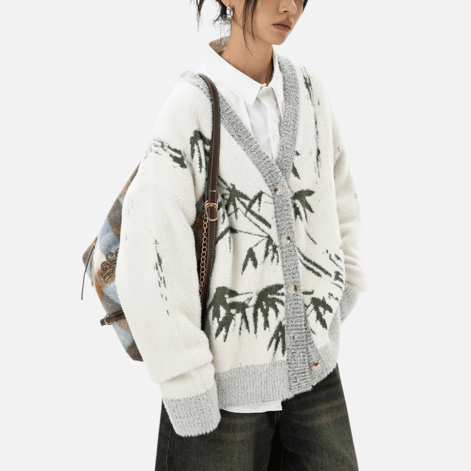 Oriental Bamboo Print Cardigan