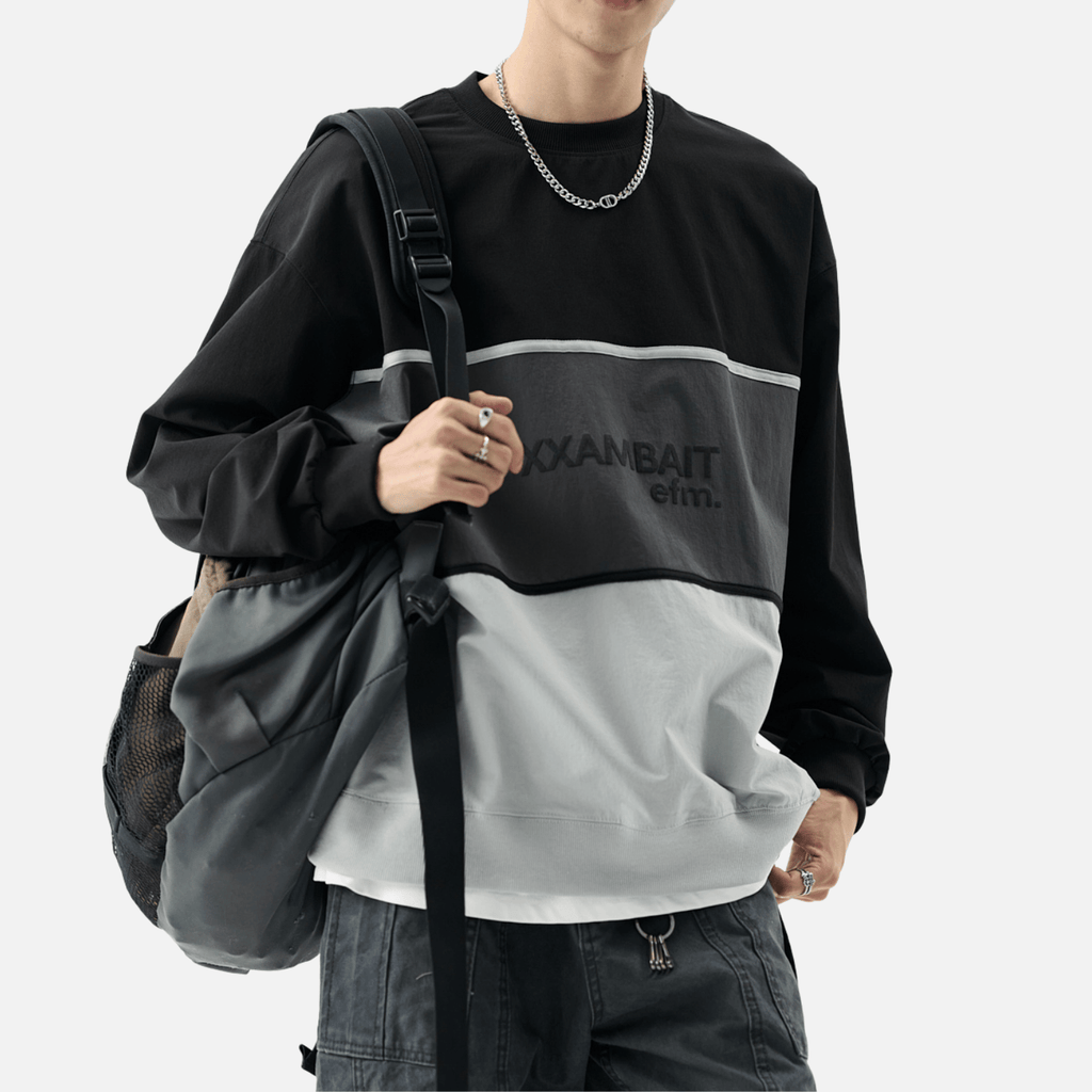 Tricolor Stripe Patchwork Sweatshirt