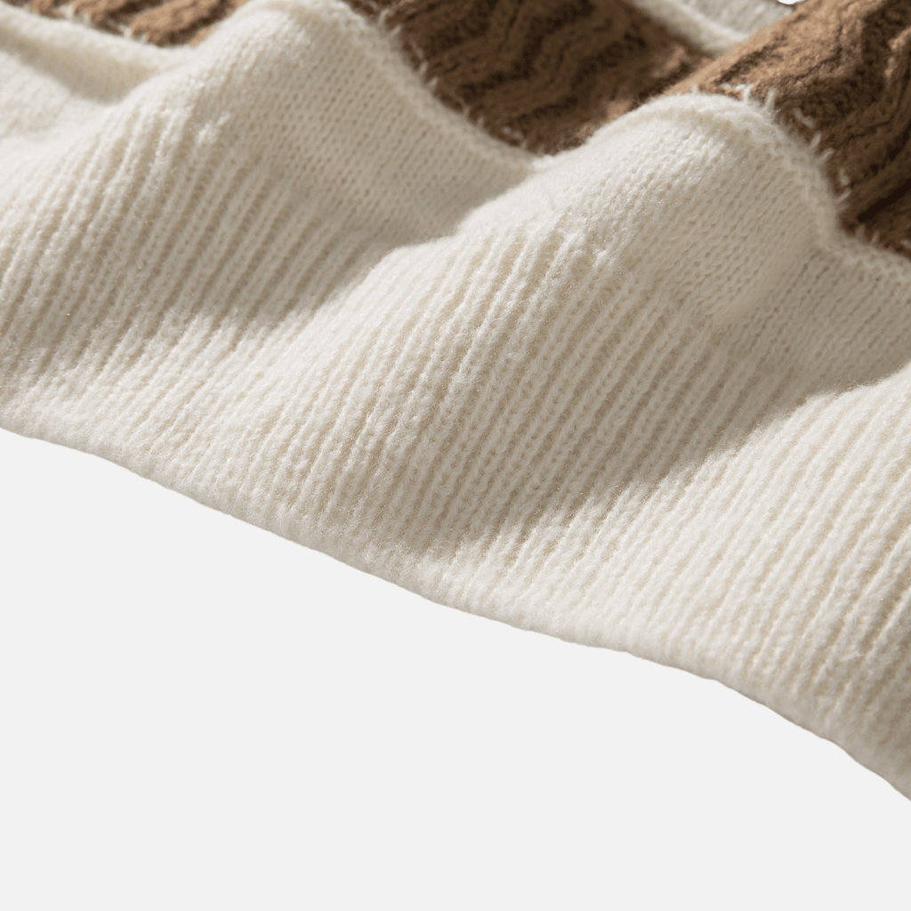 Striped Cable Patchwork Design Pullover