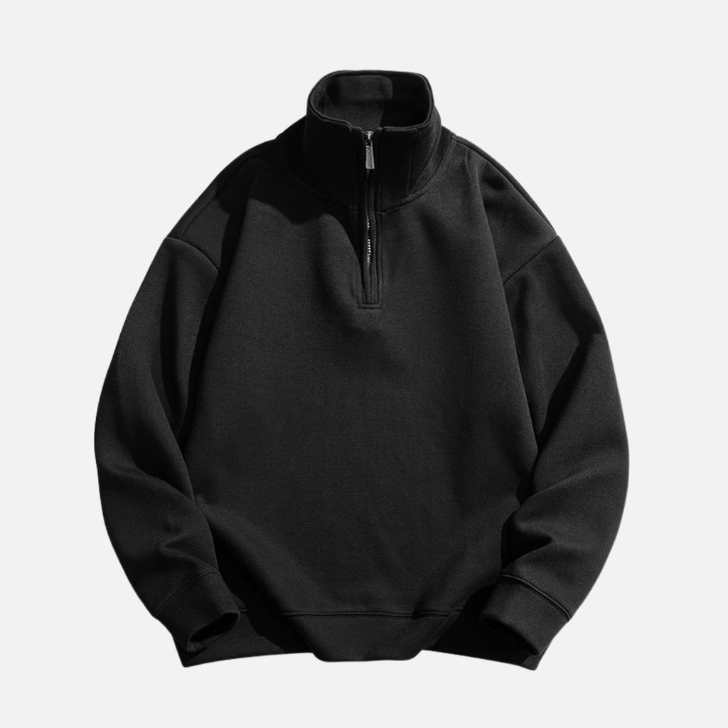 Solid Half-Zip Stand Collar Sweatshirt