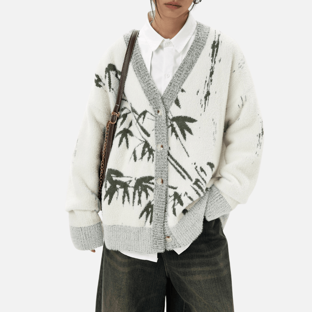Oriental Bamboo Print Cardigan