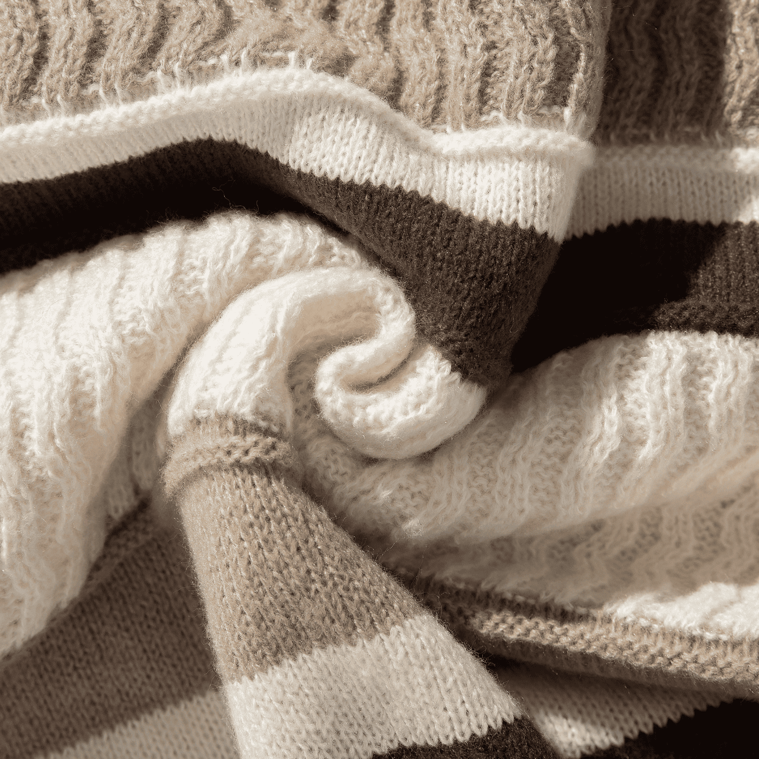 Striped Cable Patchwork Design Pullover