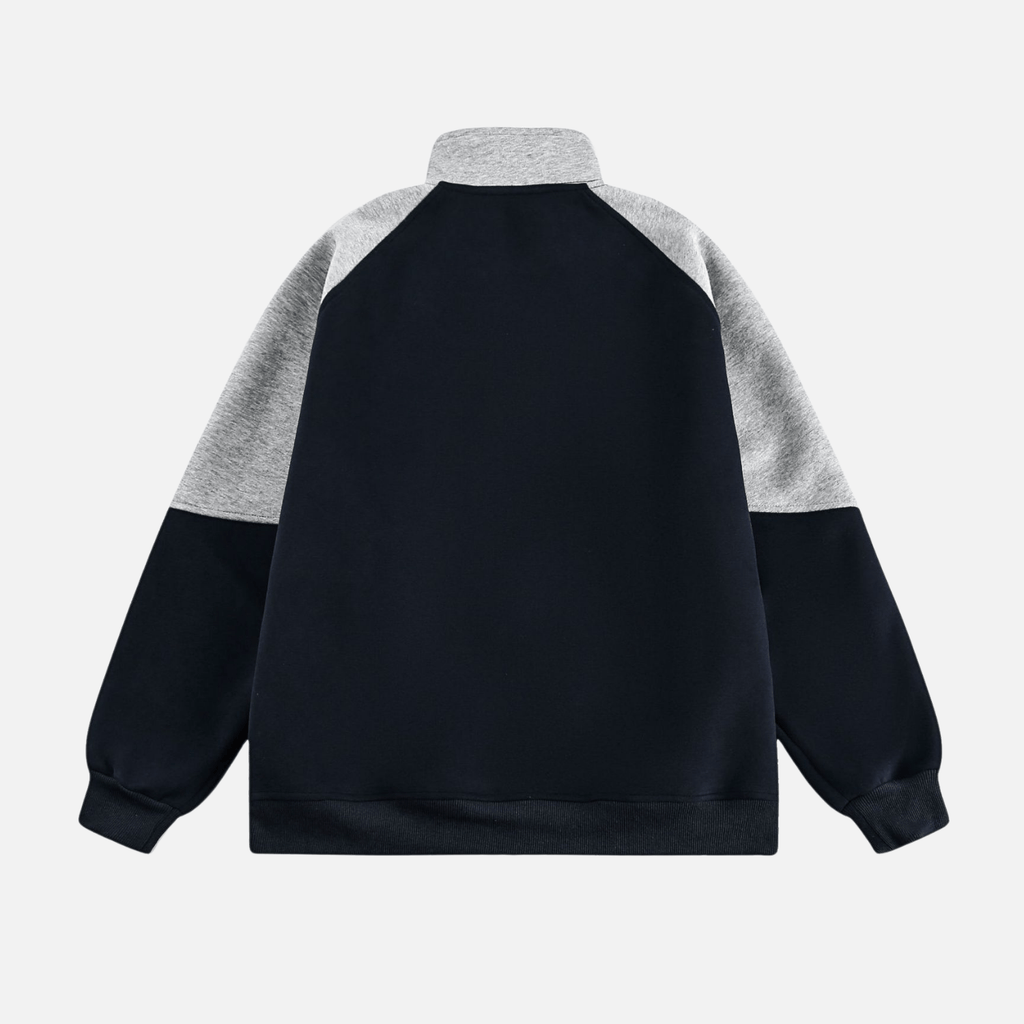 Color-Block Embroidered Stand Collar Jacket