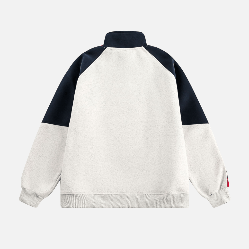 Color-Block Embroidered Stand Collar Jacket