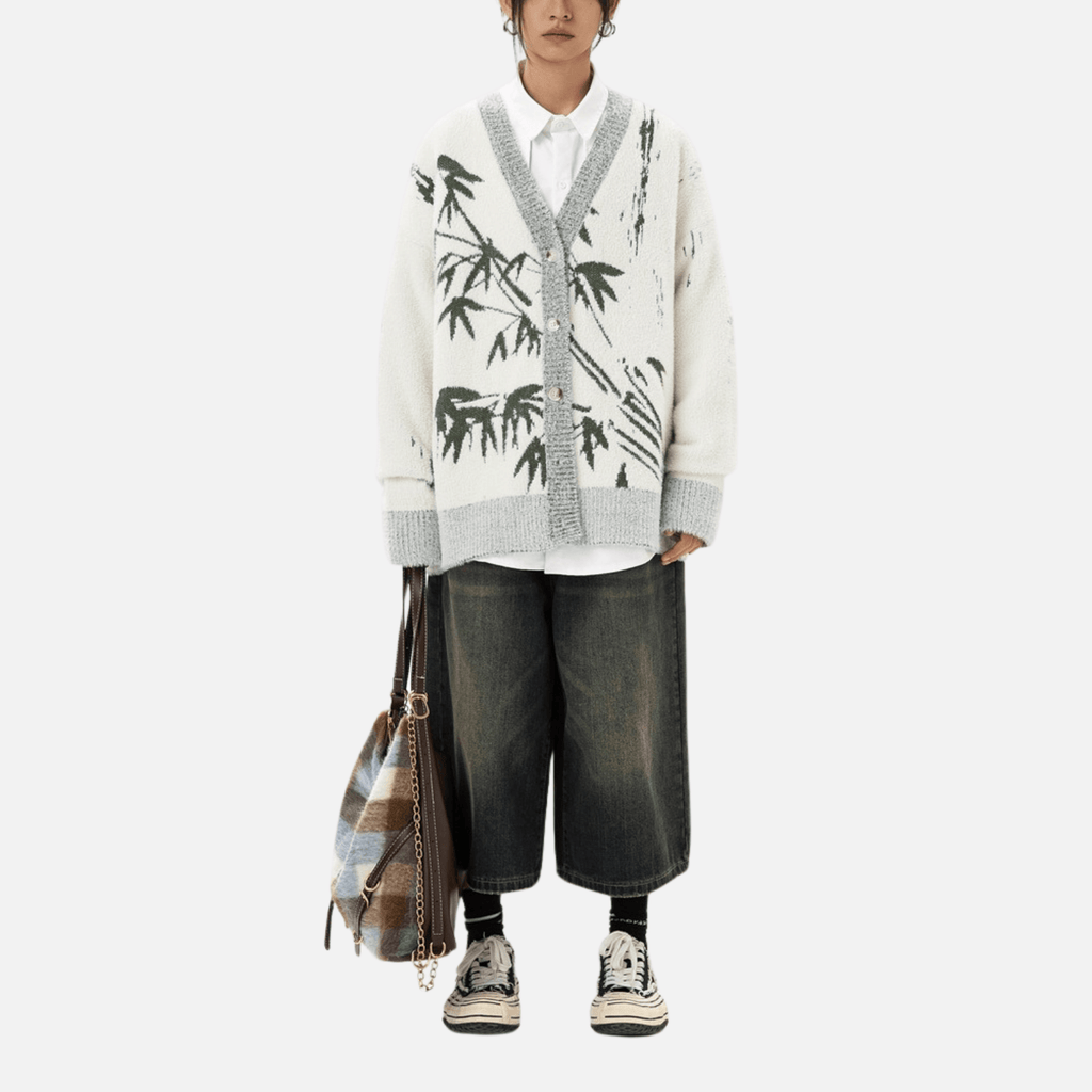 Oriental Bamboo Print Cardigan