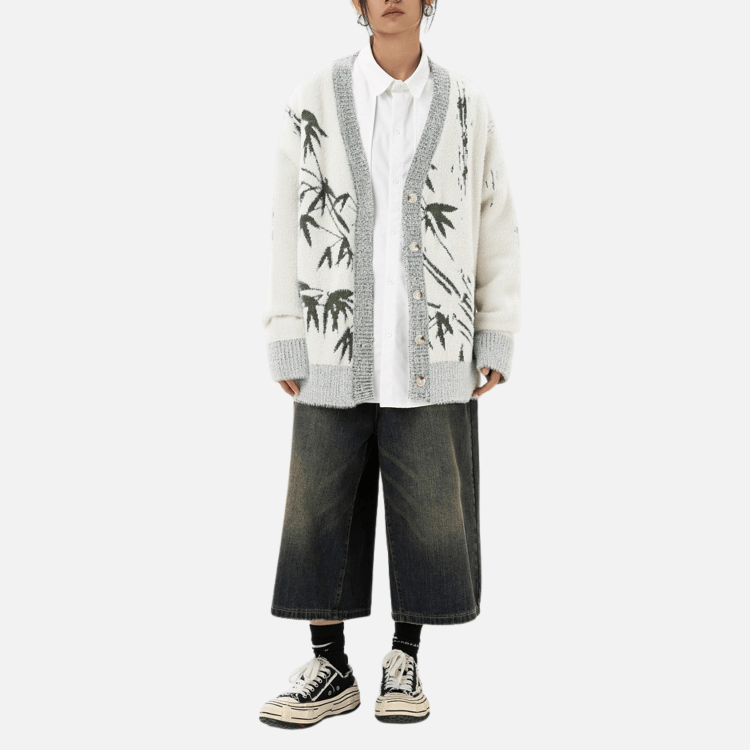 Oriental Bamboo Print Cardigan