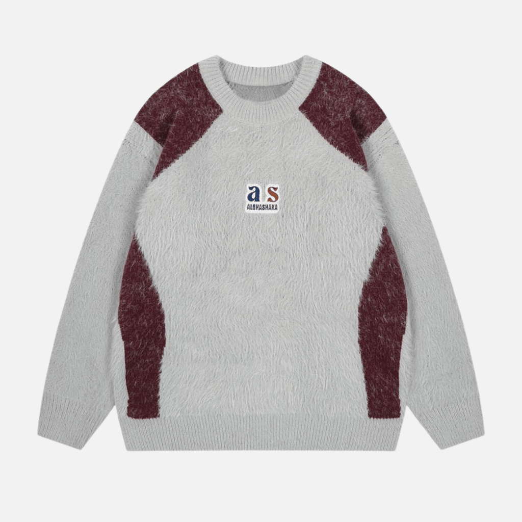 Faux Mink Fuzzy Colorblock Sweater