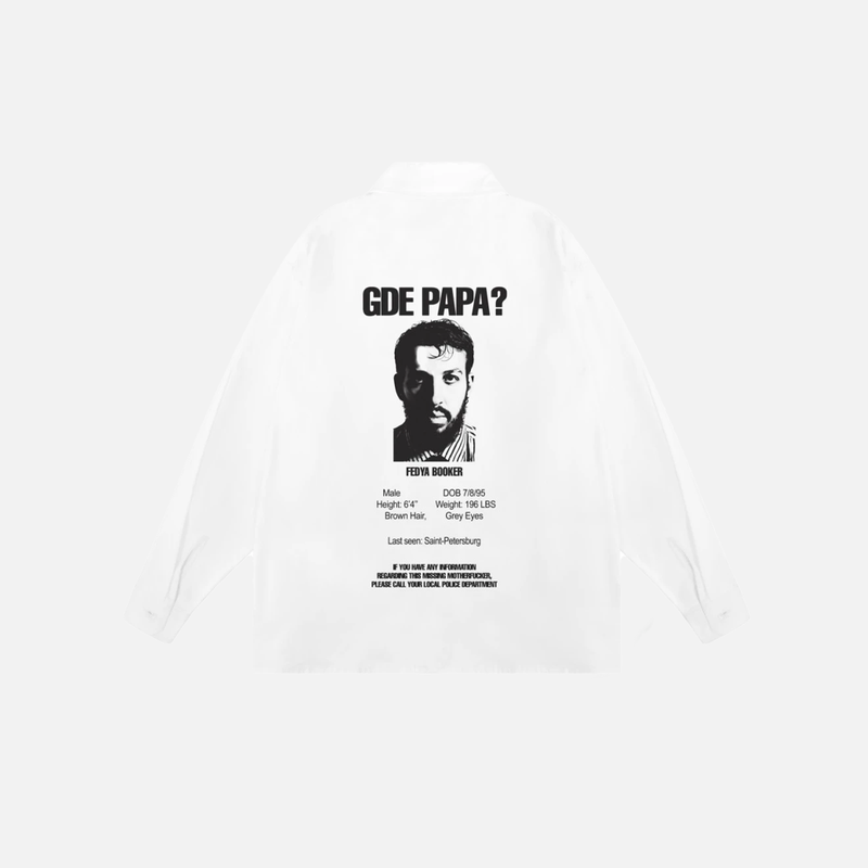 Oversized Papa Letter Print Lon Shirt