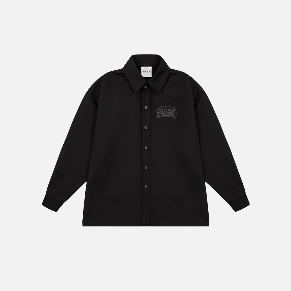 Oversized Gothic Graphic Long Sleeve Shirt