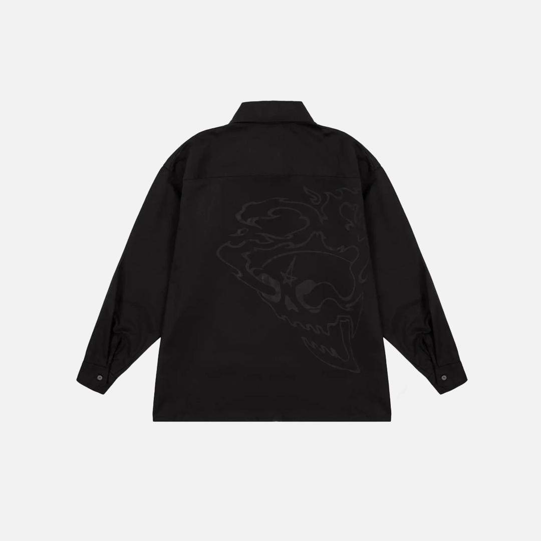 Oversized Gothic Graphic Long Sleeve Shirt