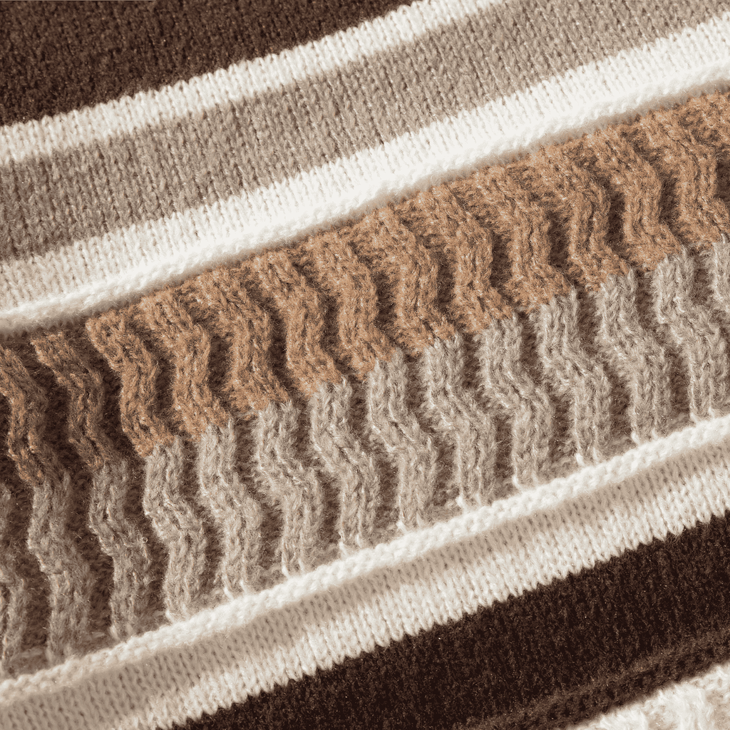 Striped Cable Patchwork Design Pullover