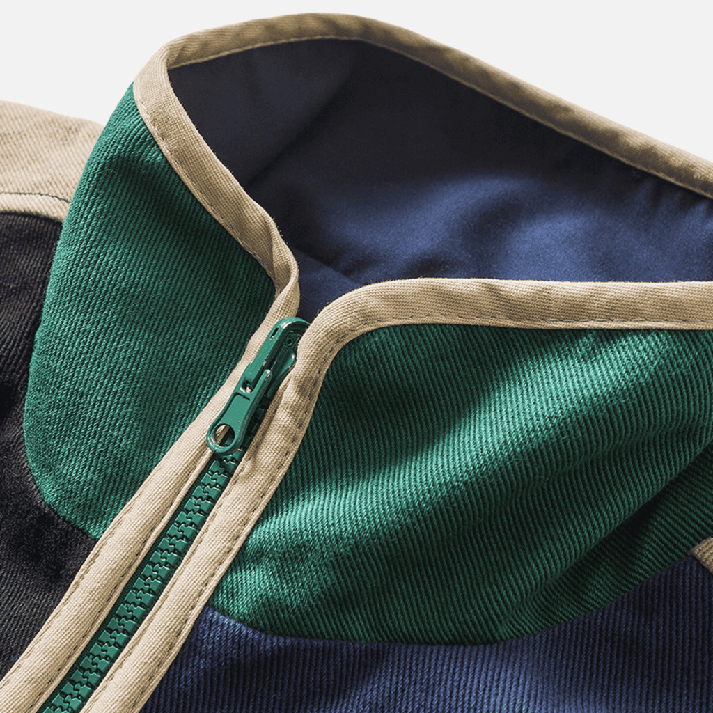 Reversible ColorBlock Stand‑Collar Jacket