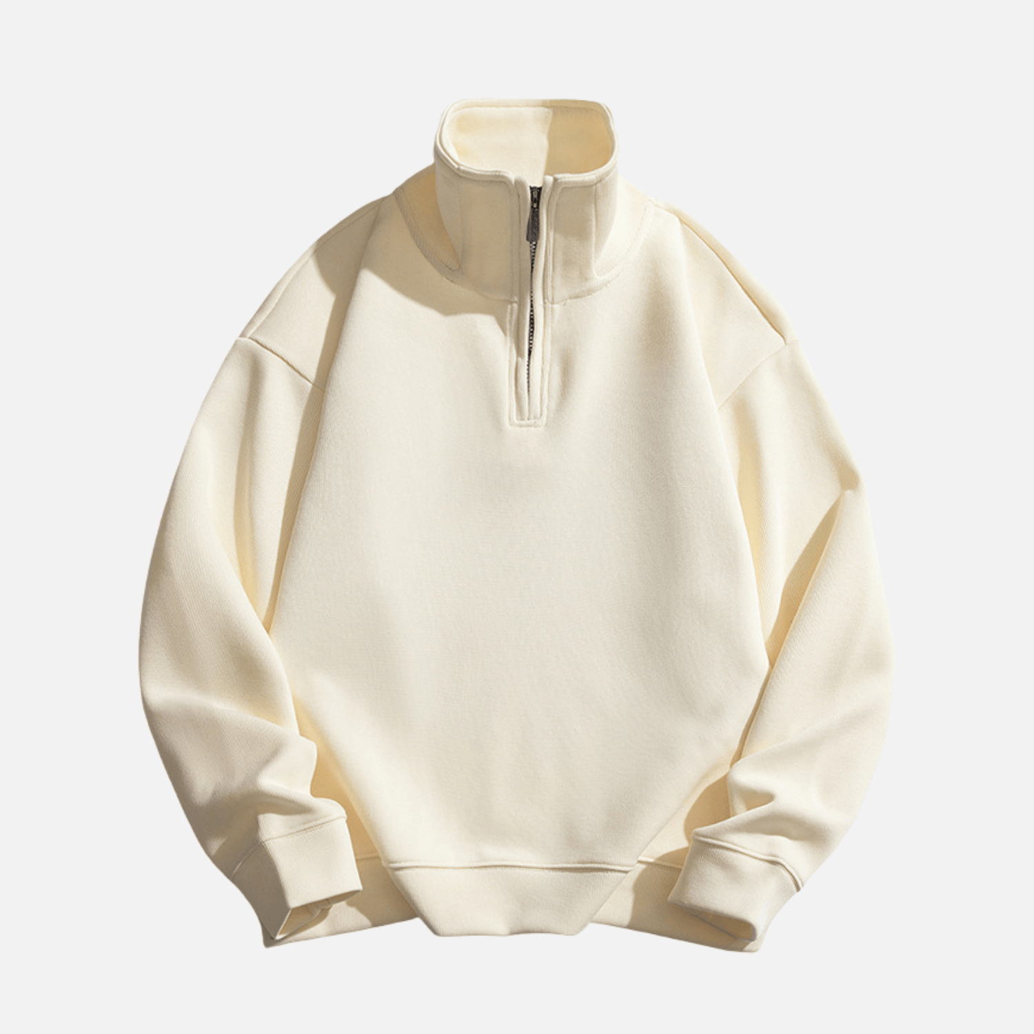 Solid Half-Zip Stand Collar Sweatshirt