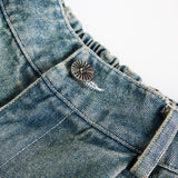 Abstract Printed Denim Shorts