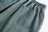 Abstract Printed Denim Shorts