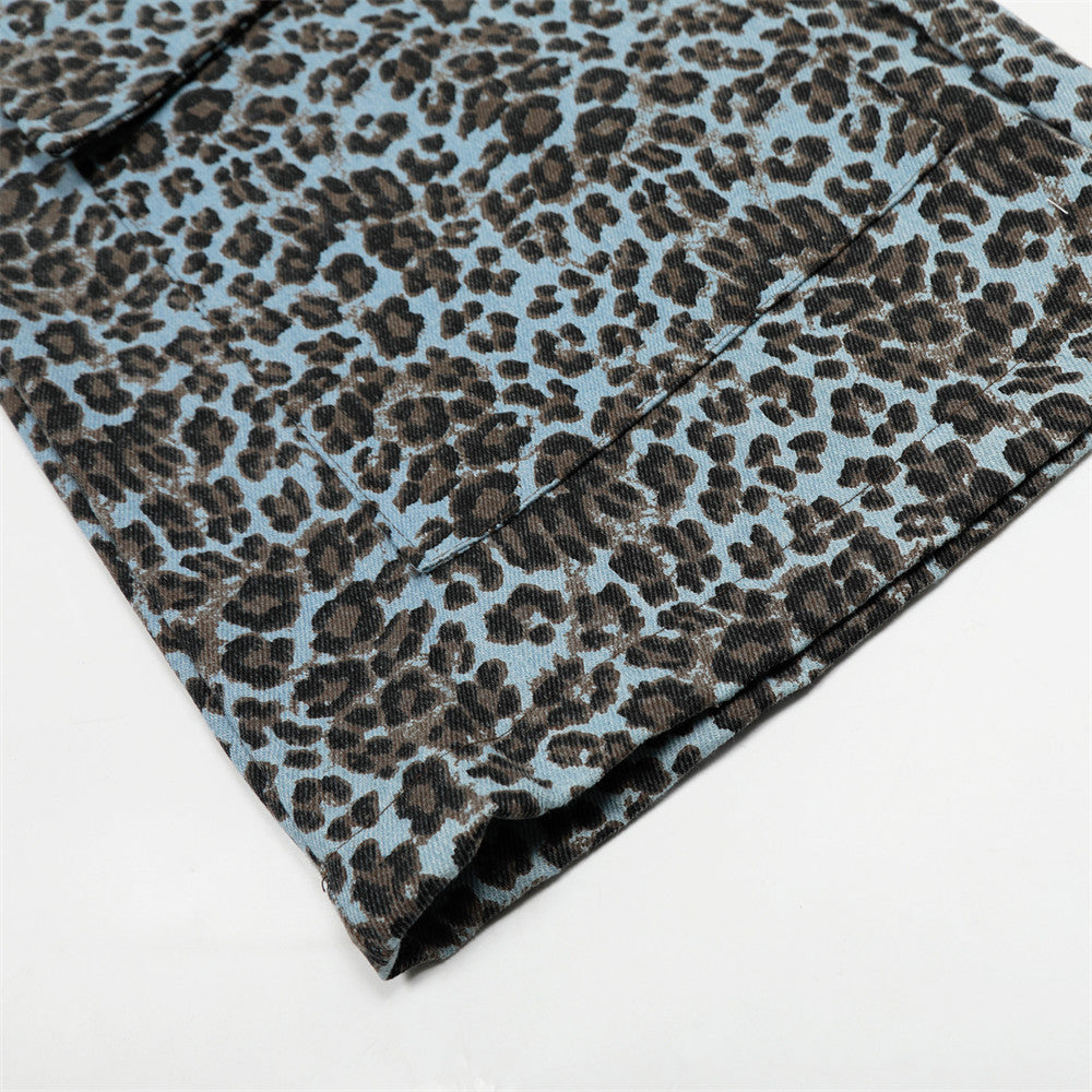 Leopard Print Wide Leg Cargo Pants