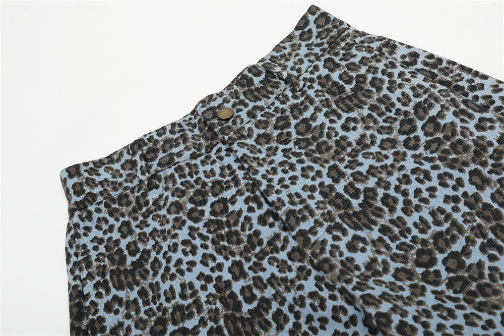 Leopard Print Wide Leg Cargo Pants