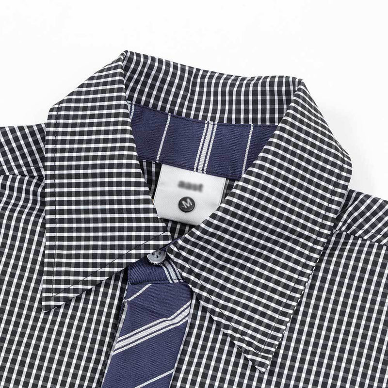 Stylish Plaid Color Block Shirt