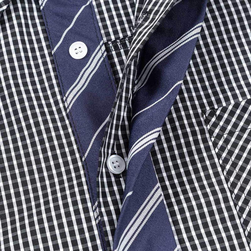 Stylish Plaid Color Block Shirt