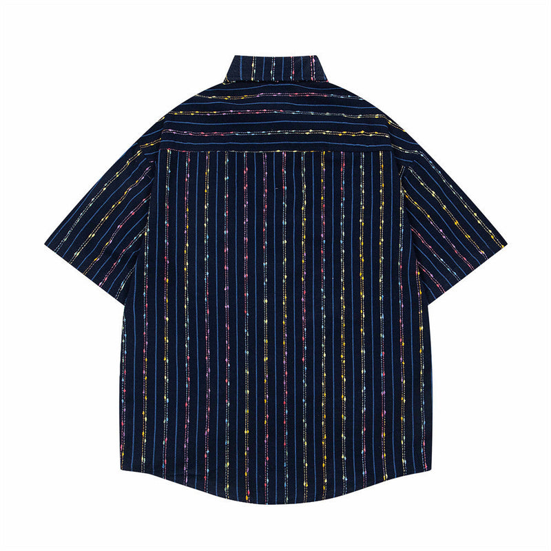 Vibrant Striped Casual Cartoon Shirt