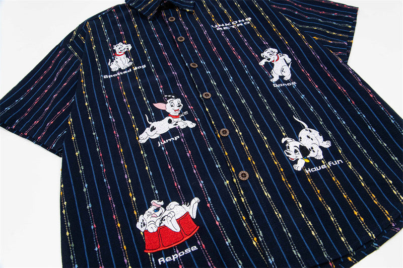 Vibrant Striped Casual Cartoon Shirt