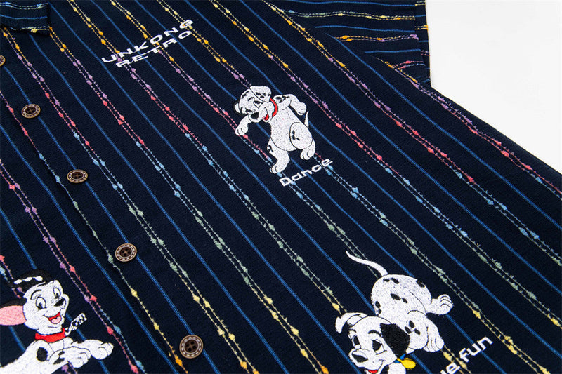 Vibrant Striped Casual Cartoon Shirt
