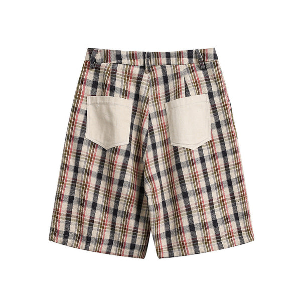 Plaid Distinctive Irregular Loose Pleated Pants