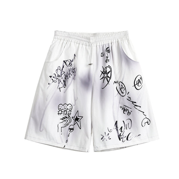 High street graffiti spray dye shorts