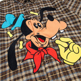 Stylish Cartoon Embroidered Plaid Shirt