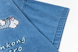 Cute Puppy Embroidered Denim Lapel Shirt