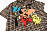 Stylish Cartoon Embroidered Plaid Shirt