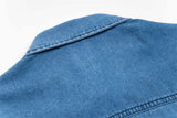 Cute Puppy Embroidered Denim Lapel Shirt
