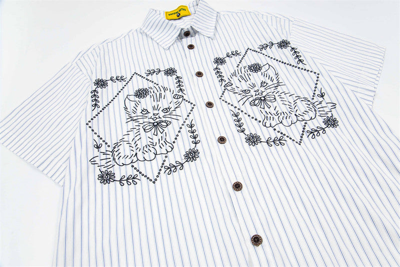 Lion Embroidered Casual Summer Shirt