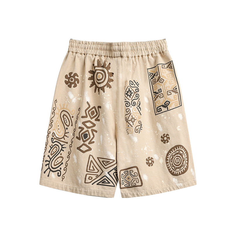 Graffiti Print Loose Casual Short